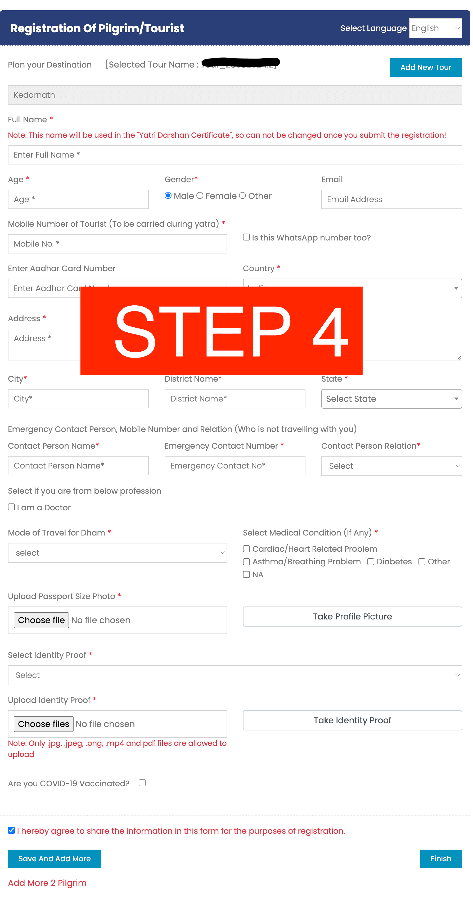 Hemkund Sahib Yatra registration final step